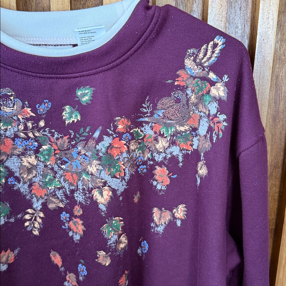 Vintage Basic Edition Maroon Fall Print Sweatshir… - image 5